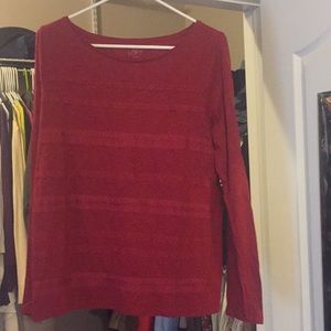 Loft, long sleeve T with lace trimming